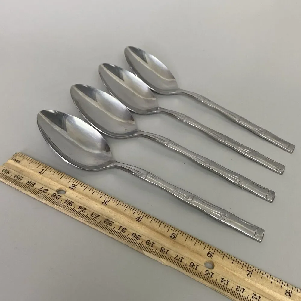 Reed & Barton Rebacraft Bamboo Soup Spoons Set of 4 Japan Stainless Steel